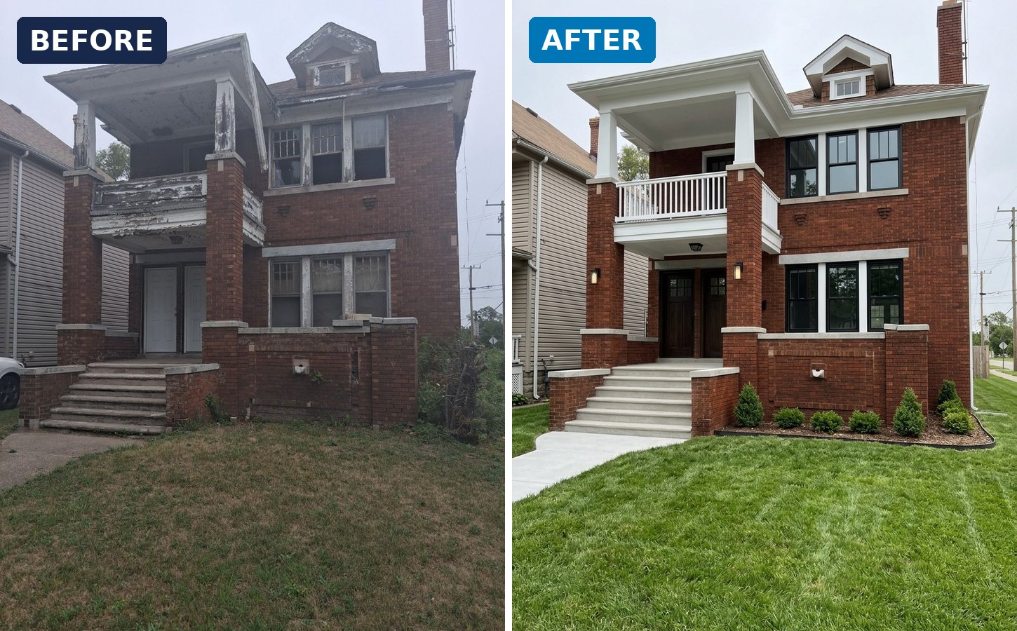 Before and after: a vacant Detroit home fully restored by our students