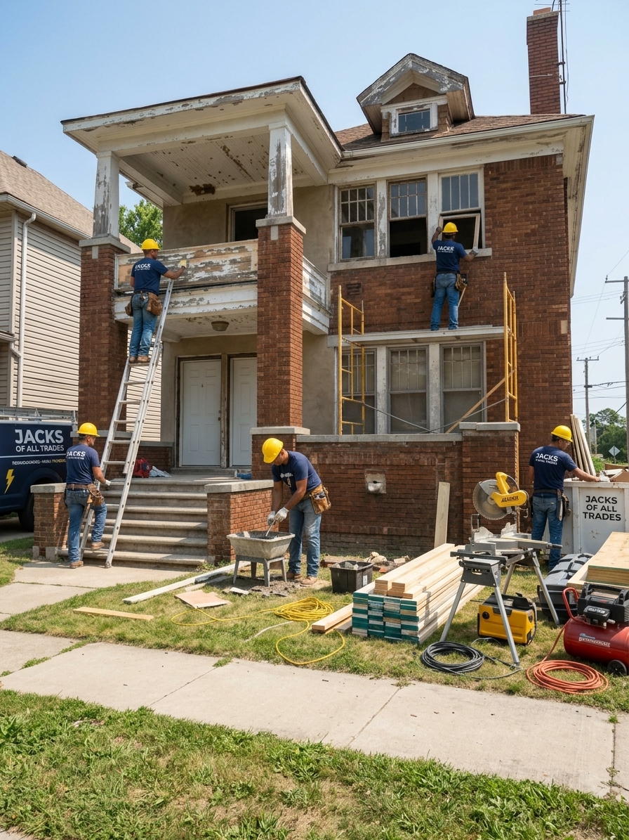 Jacks of All Trades crew restoring a Detroit home
